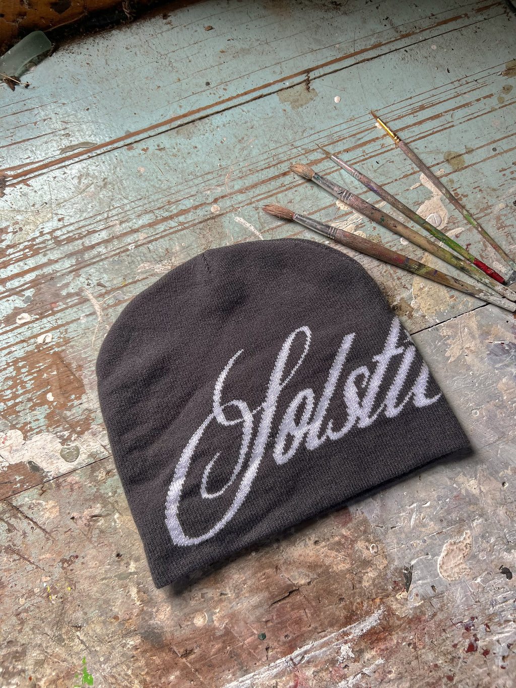 Solstice Script Beanie in Grey - Solstice Clothing