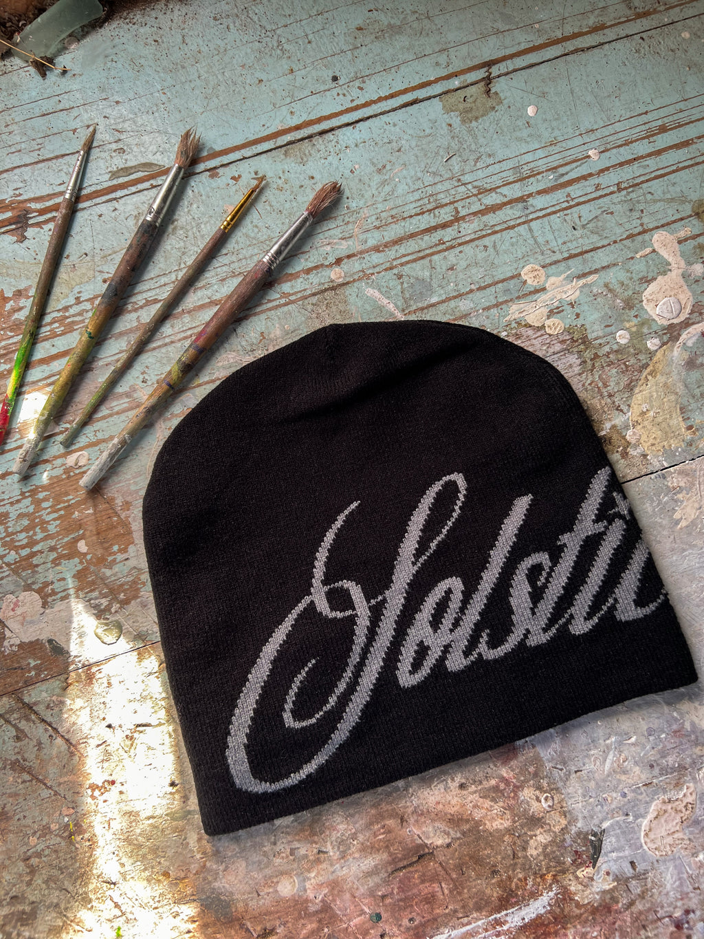 Solstice Script Beanie in Black - Solstice Clothing