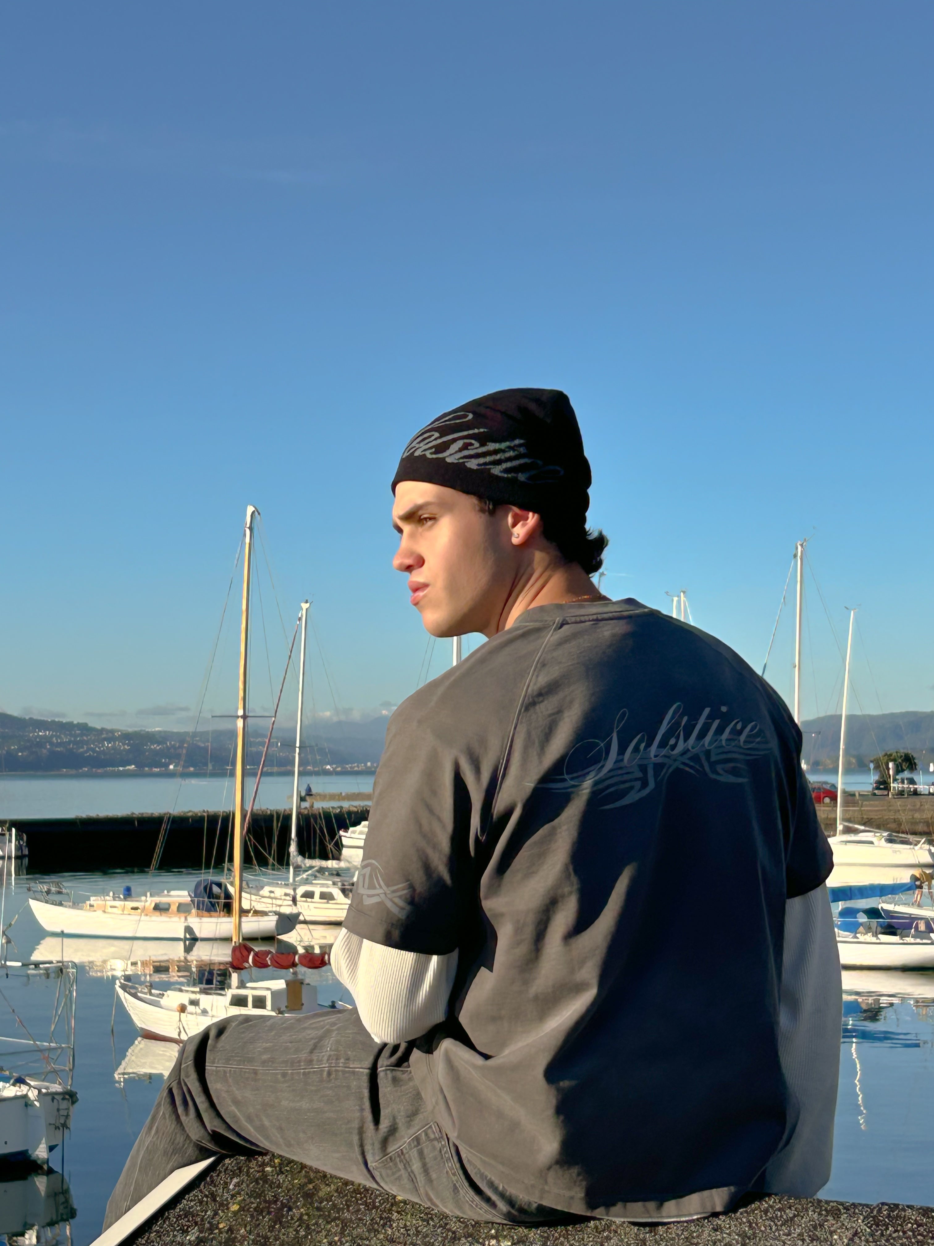 Solstice Script Beanie in Black - Solstice Clothing
